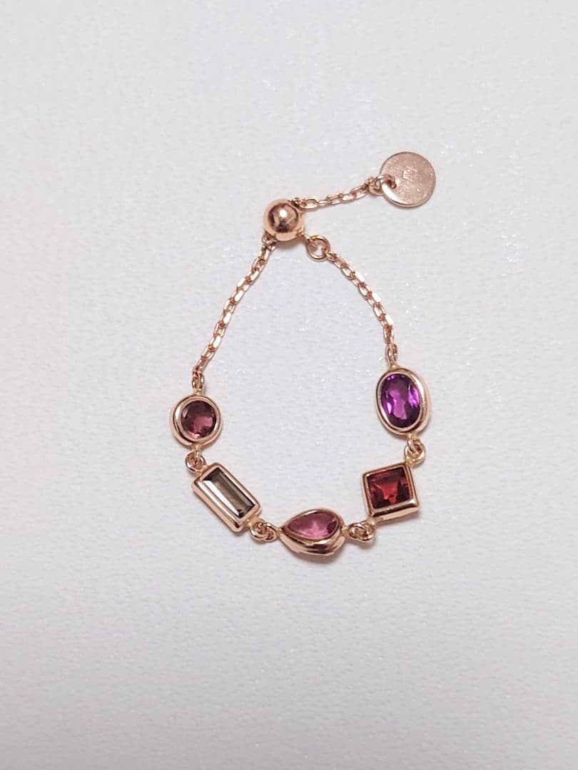 mmm ジュエルモザイク ピンクカラー チェーンリング