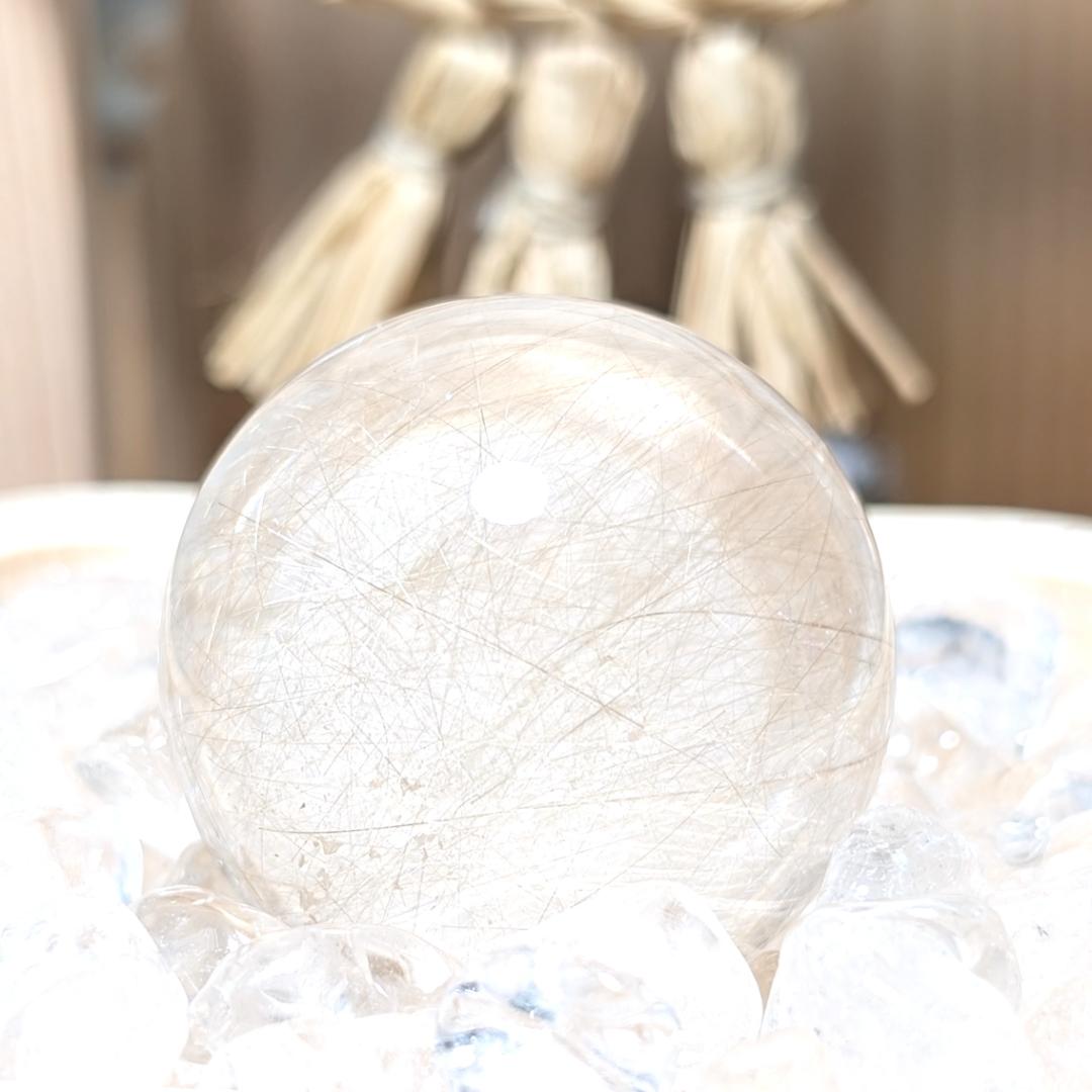 一点物 ルチルクォーツスフィア 33ミリ 台座付 お守り ギフト お年玉 お正月