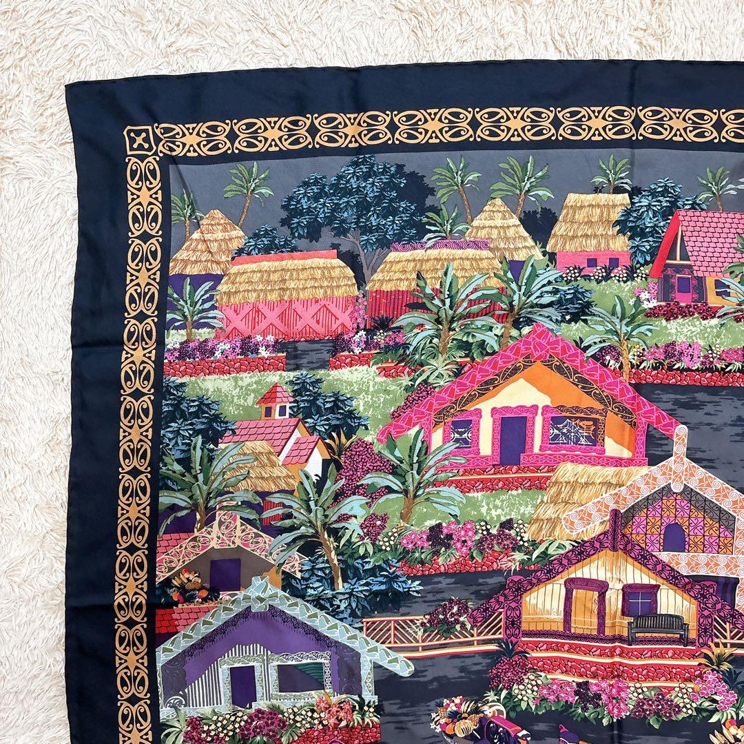 サルヴァトーレフェラガモ 大判スカーフ シルク イタリア製 花 トロピカル