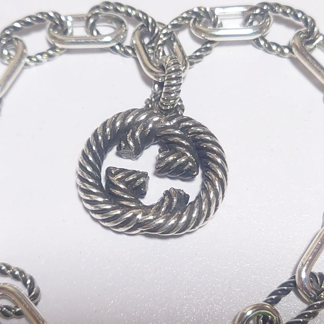 未使用に近い グッチ ブレスレット インターロッキング 燻加工 16号