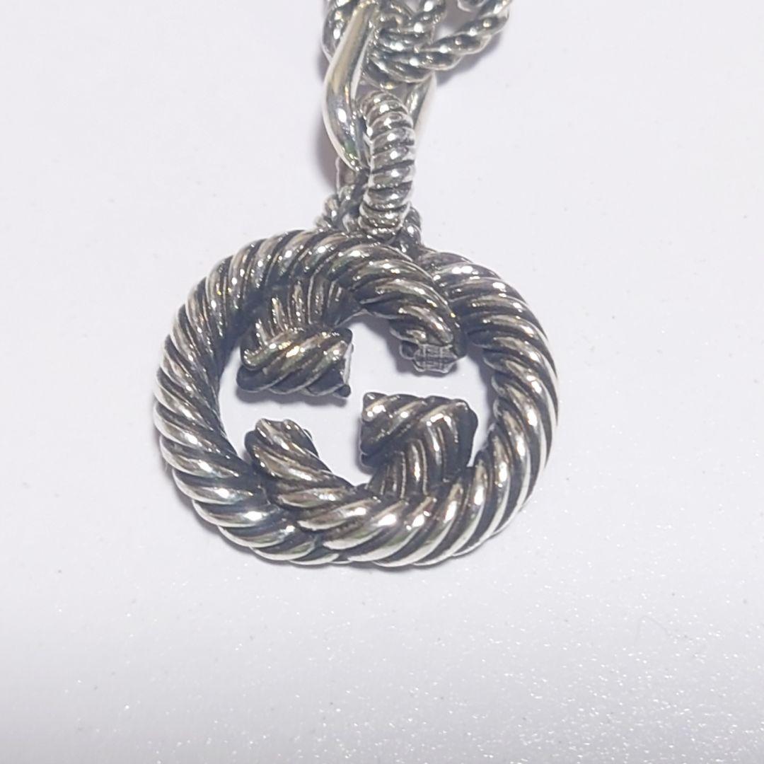 未使用に近い グッチ ブレスレット インターロッキング 燻加工 16号