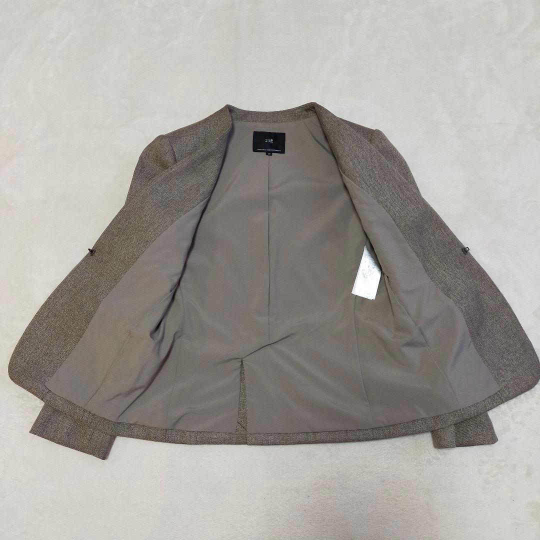 美品　23区　小さいサイズ30　ウォッシャブル　ノーカラーパンツスーツ