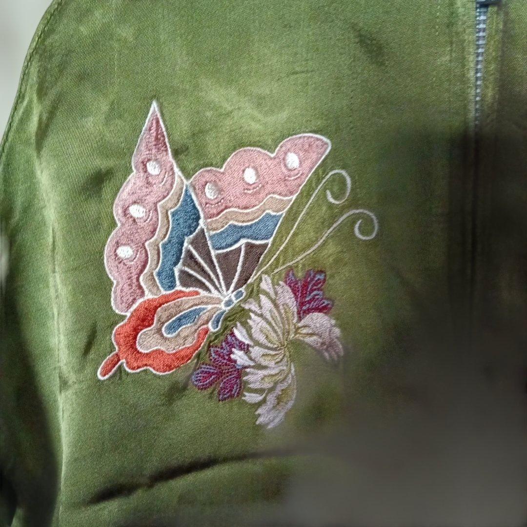 JAPANESE　CLASSIC　SCRIPT 蝶刺繍 スカジャン花旅楽団