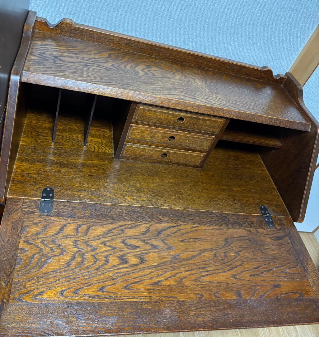 三越家具【ブルージュ】象嵌 ライティングビューローデスク・ヴィンテージ オーク材