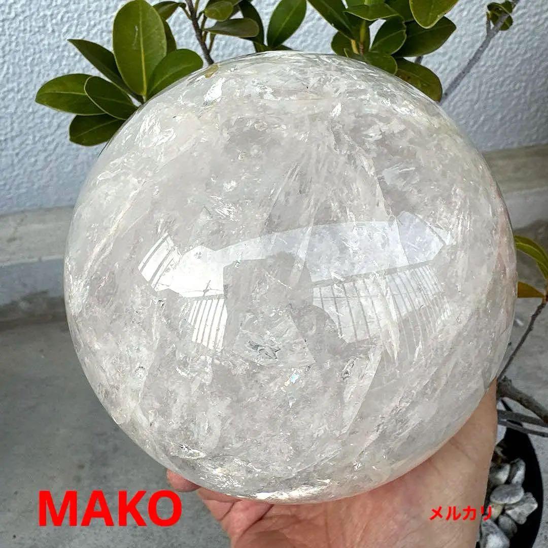 M1597☆水晶丸玉138mm 3.4Kg☆天然石　原石