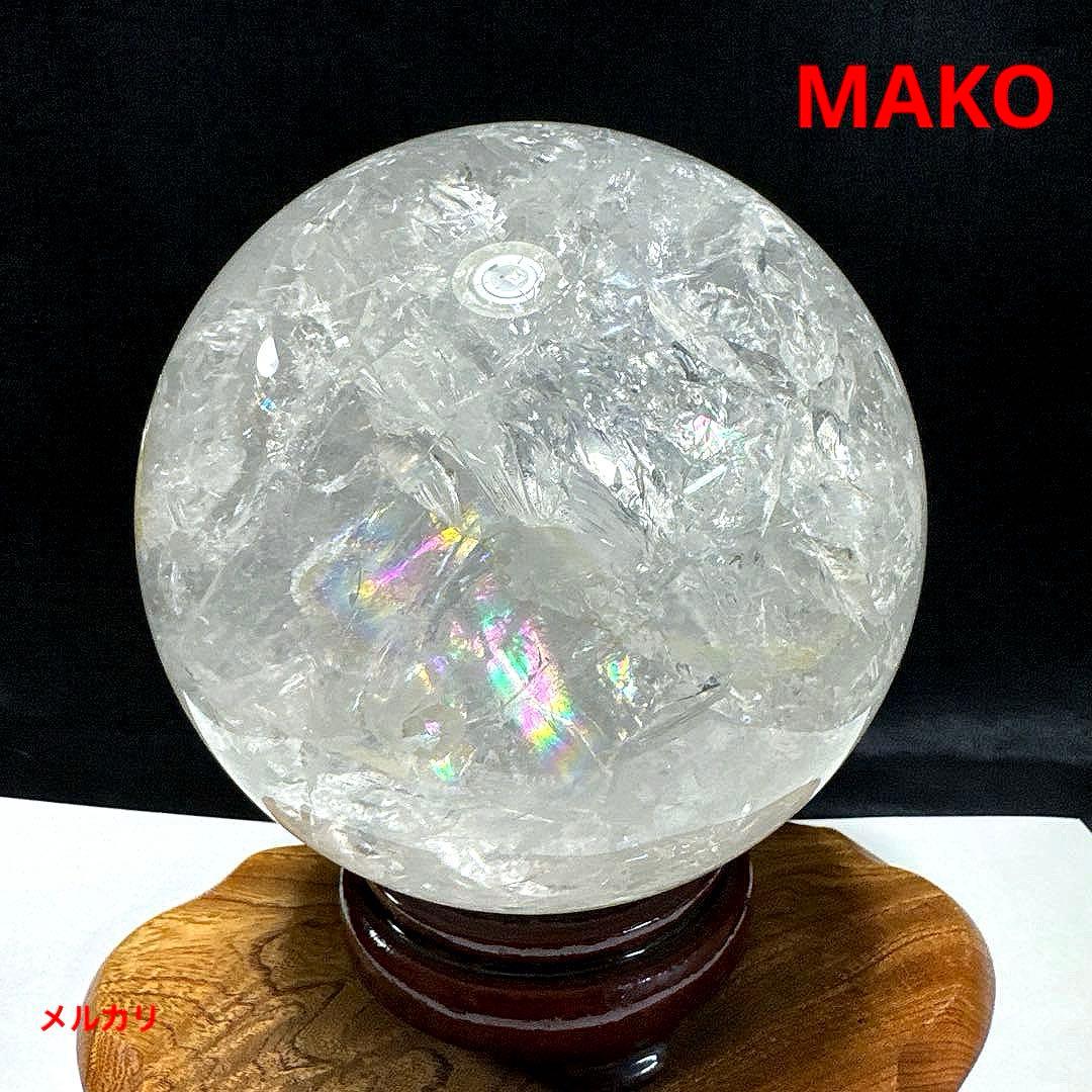 M1597☆水晶丸玉138mm 3.4Kg☆天然石　原石