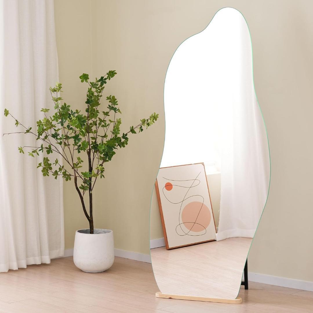 全身鏡 姿見鏡 イレギュラミラー スタンドミラー ノンフレーム立てかけ 姿見 鏡