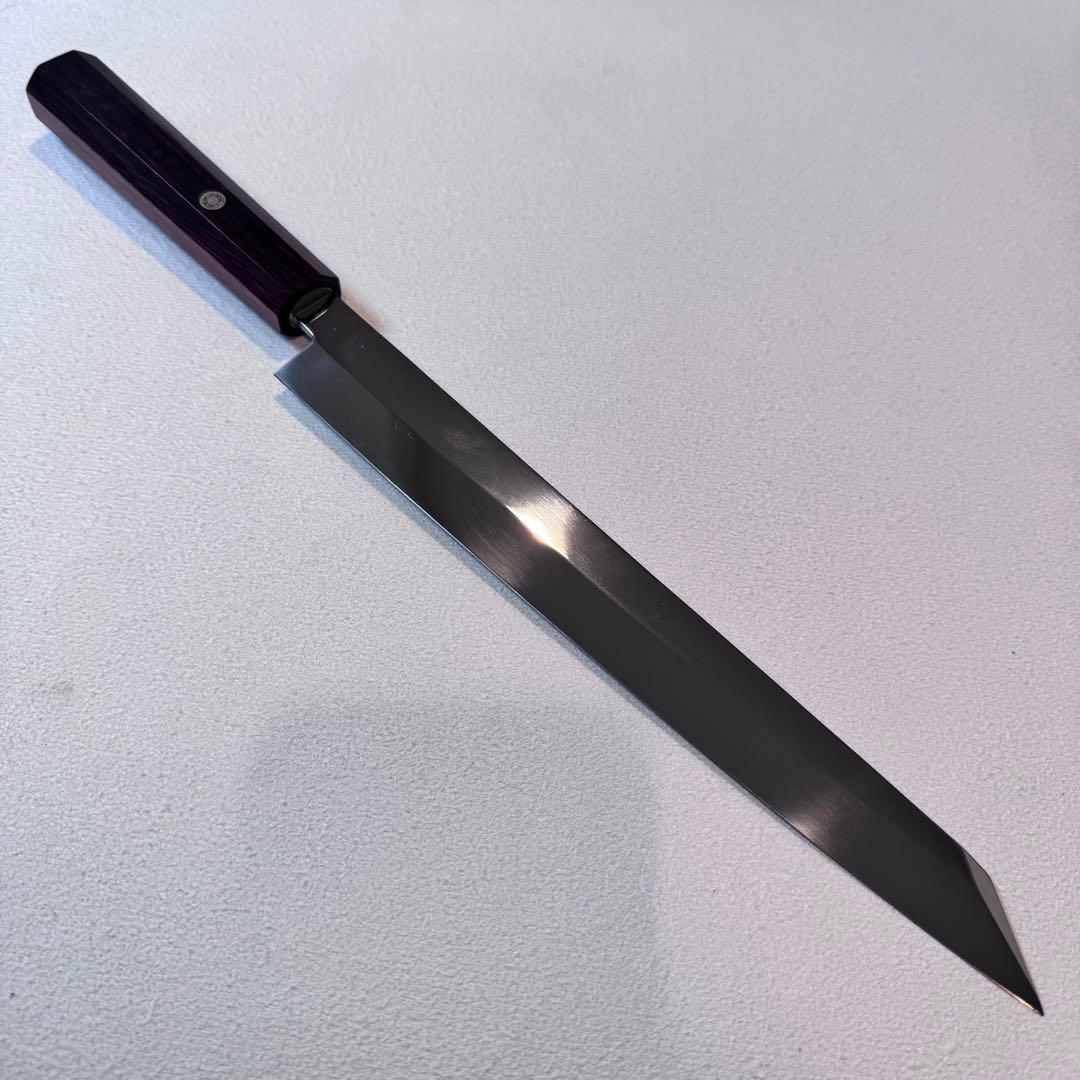 270mm 切付柳刃包丁 鏡面　紫檀八角柄 刺身包丁 全鋼 和包丁