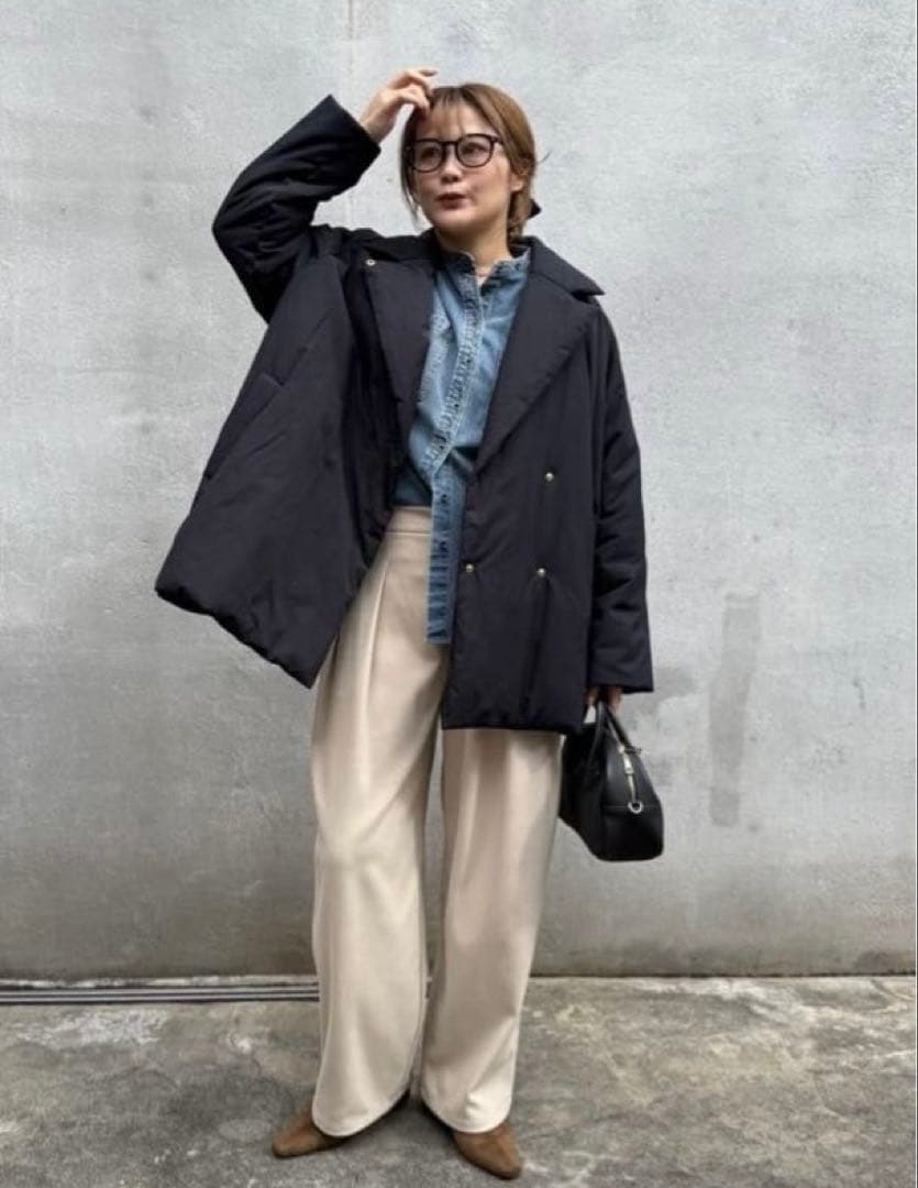 《新品タグ付き》ピュアルセシン 中綿テーラードコート ブラック