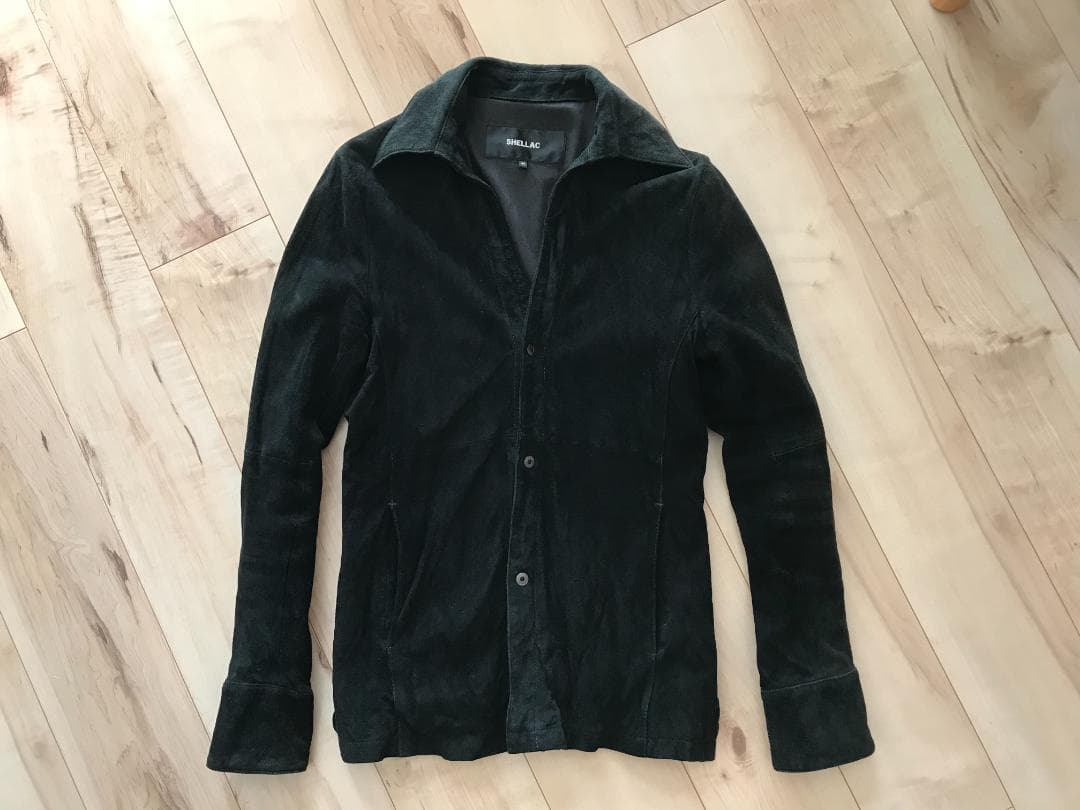シェラック　スエード　シャツ　レザー　ジャケット　黒　バックラッシュ好きにも