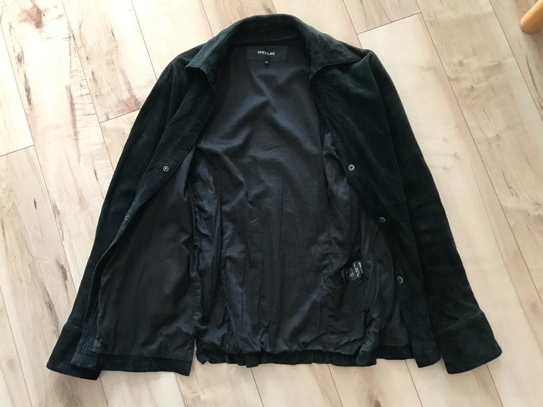 シェラック　スエード　シャツ　レザー　ジャケット　黒　バックラッシュ好きにも