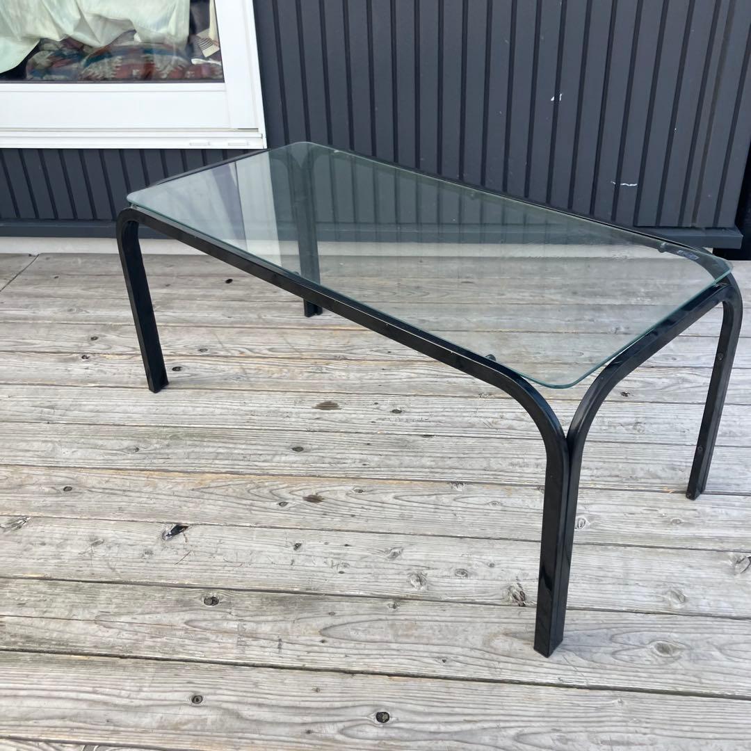 昭和レトロ ミッドセンチュリー アイアンフレームセンターテーブル ガラステーブル