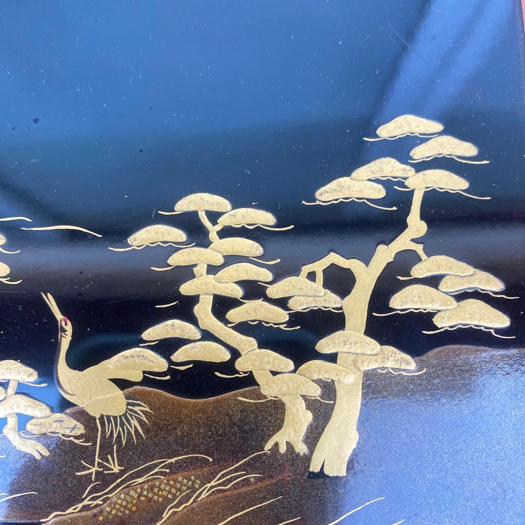 漆器盆セット 2枚 松鶴蒔絵　古美術　アンティーク