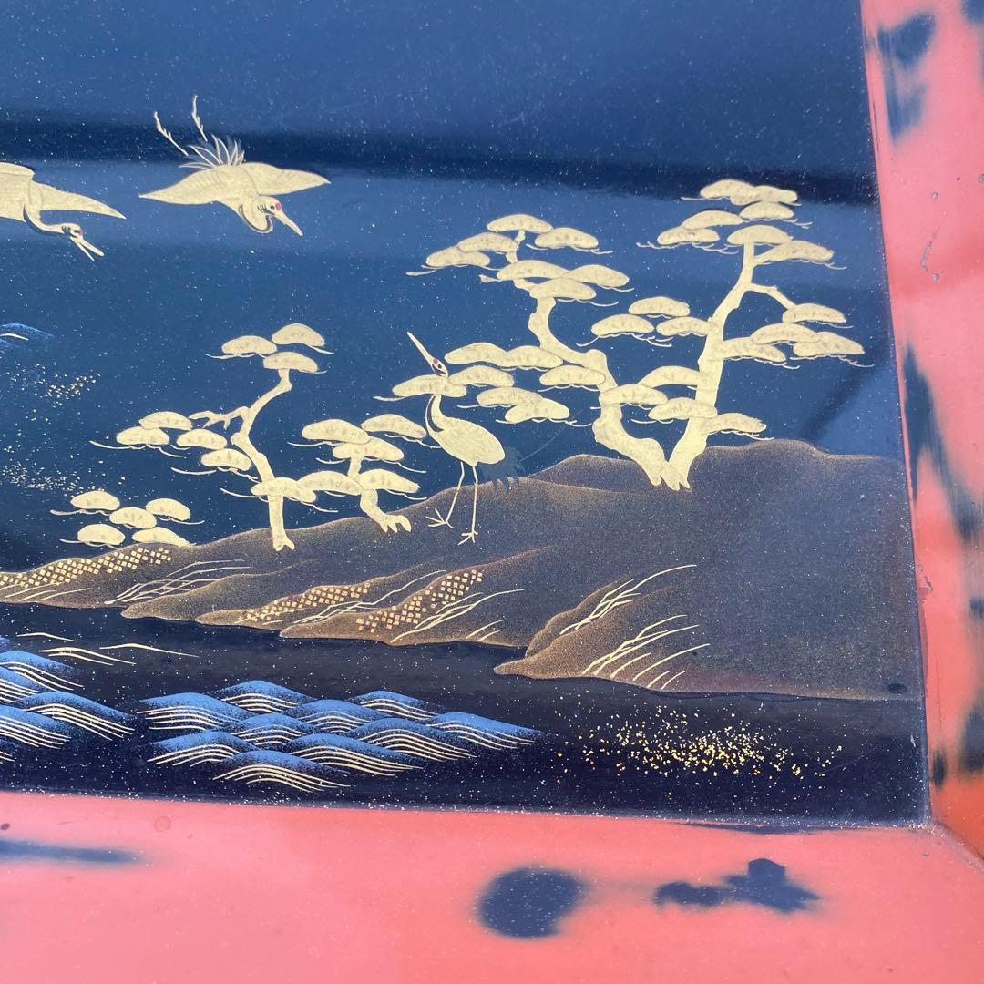 漆器盆セット 2枚 松鶴蒔絵　古美術　アンティーク