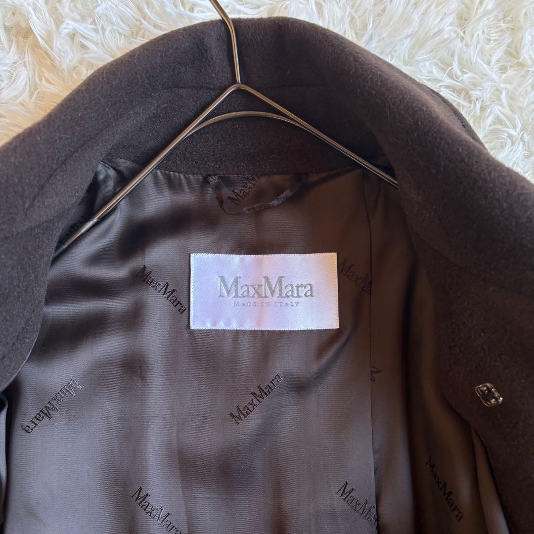 高級✨ マックスマーラ 白タグ カシミヤ ウール ベルテッドコート サイズ38