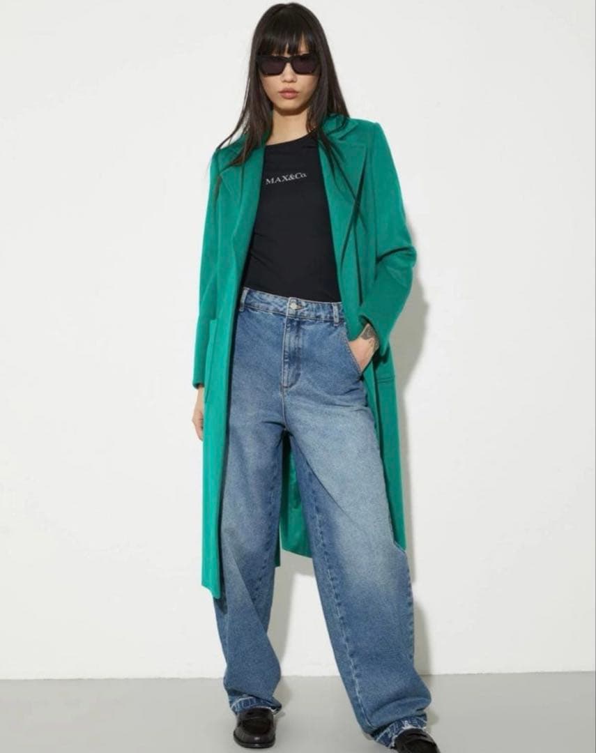 はっぱ　MAX&Co. ランウェイ ウールコートベルト付 グリーン