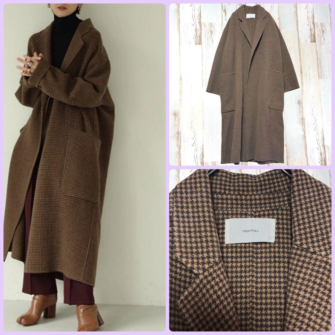 【人気完売品✨】TODAYFUL オーバーチェックコート 38 ウール ロング