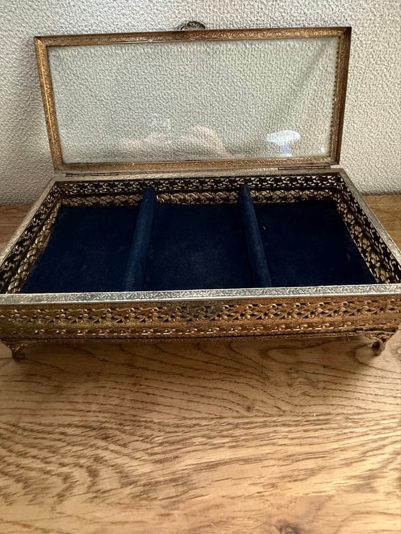 ヴィンテージ ジュエリーボックス べベルガラス アクセサリーケース