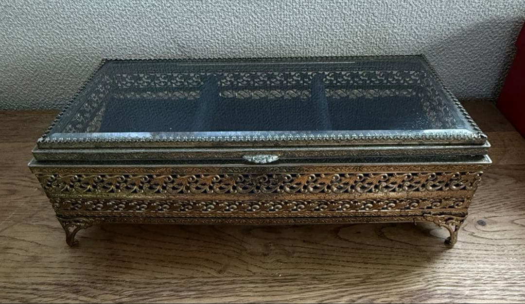 ヴィンテージ ジュエリーボックス べベルガラス アクセサリーケース