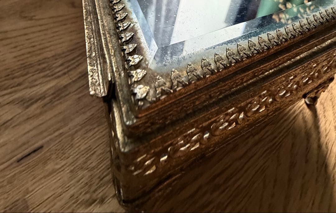 ヴィンテージ ジュエリーボックス べベルガラス アクセサリーケース