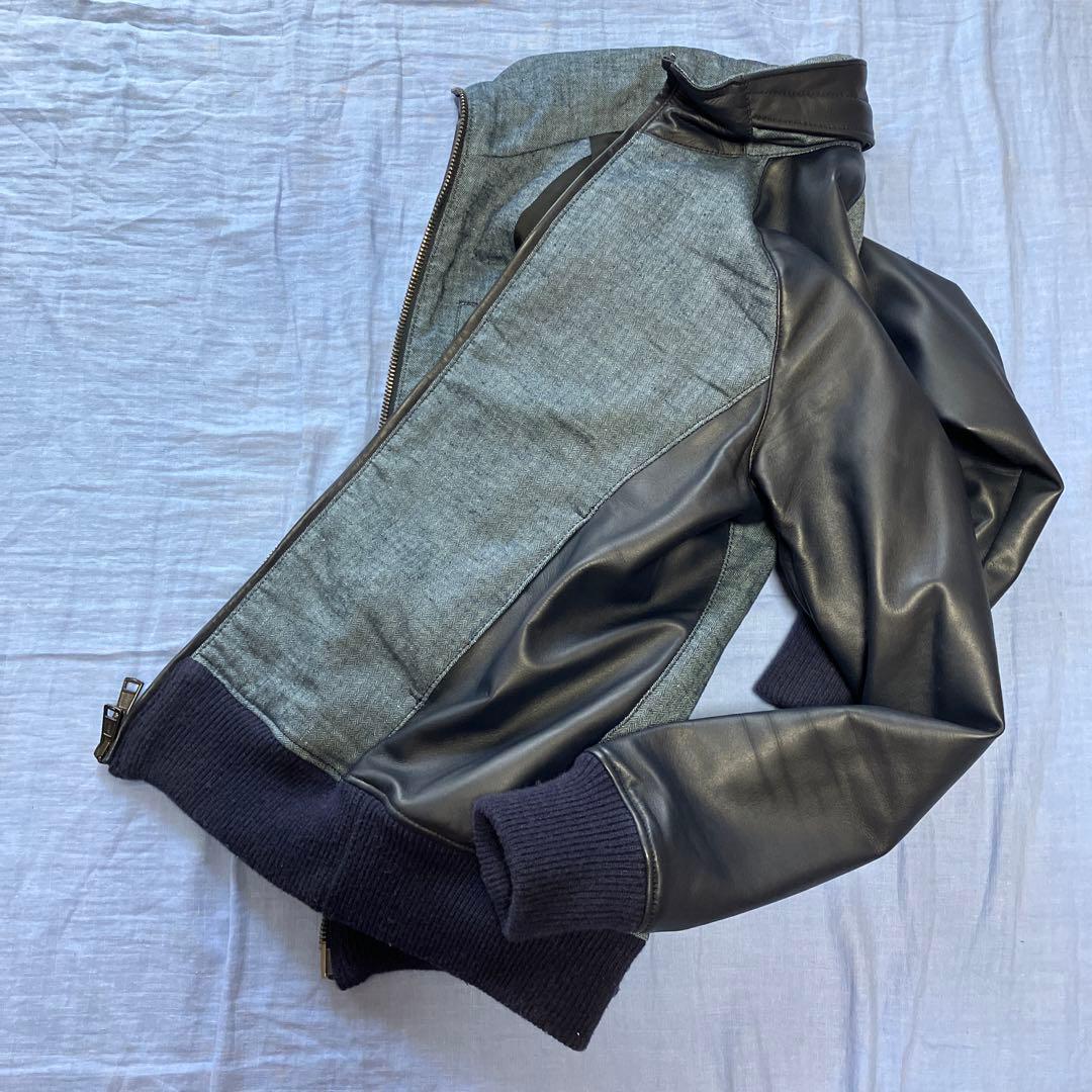 R★タグあり　定価14.5万円　AKM B310 ラムレザー　革ジャン　ネイビー