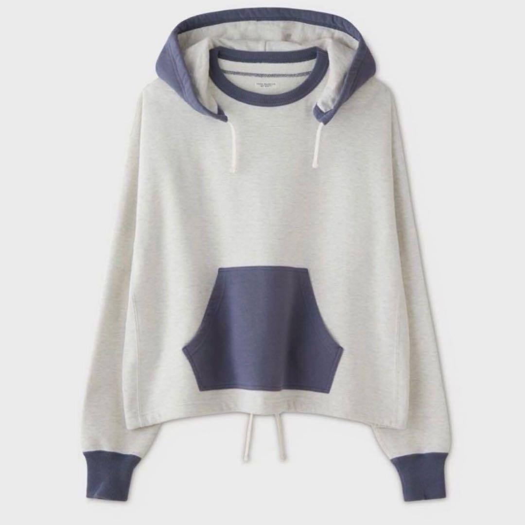 フィグベル　アタッチドフーディー　パーカー　オートミール　パープルネイビー