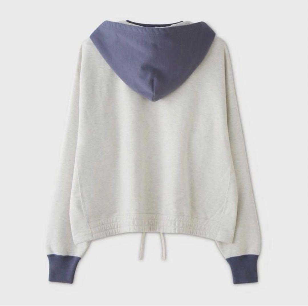 フィグベル　アタッチドフーディー　パーカー　オートミール　パープルネイビー