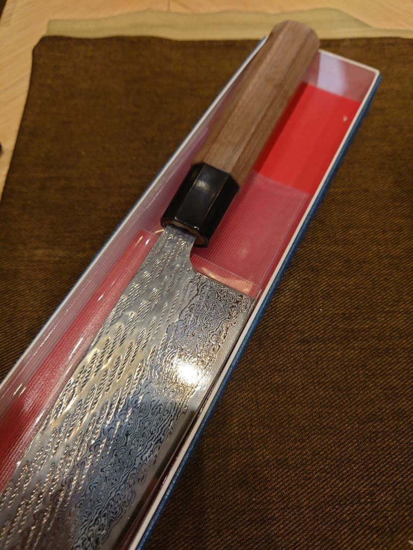 三徳包丁 175mm ダマスカス 八角紫檀 未使用品