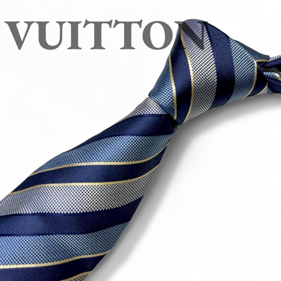 未使用　箱あり　ヴィトン ネクタイ 青　ストライプ 高級　ビジネス プレゼント
