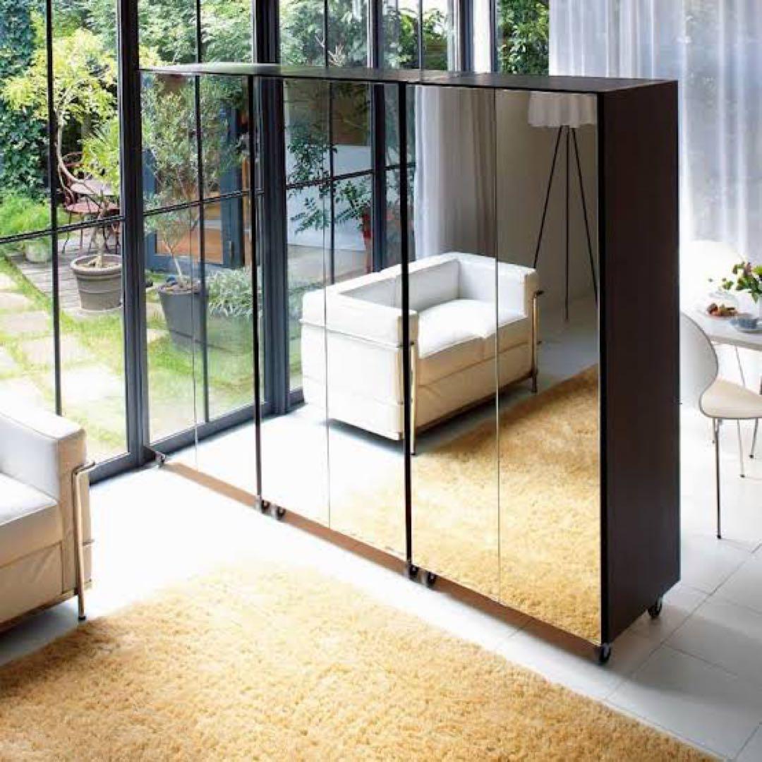 dinos可動式間仕切りミラークローゼット白ハンガ1段タイプ