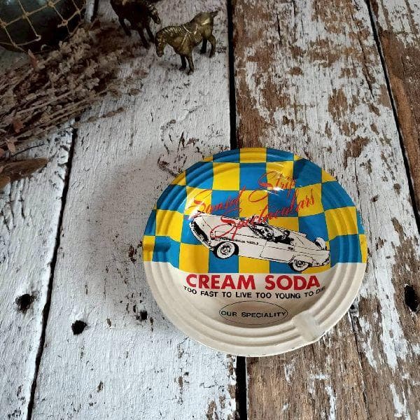 80s ヴィンテージ クリームソーダ ブリキ アッシュトレイ 灰皿