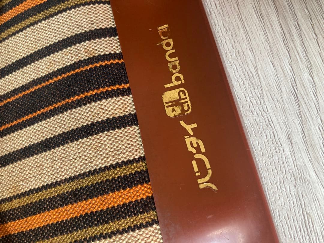 昭和レトロ　折り畳み座椅子　2脚セット　ストライプ　コンパクト　キャンプ