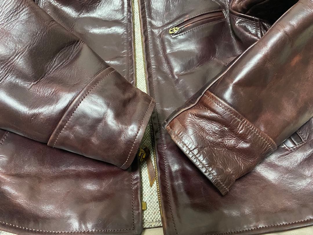 r*a様 AERO LEATHER エアロレザー ハーフベルト 34 バーガンデ