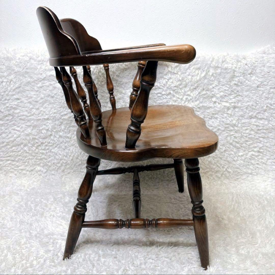 飛騨産業 ウィンザーチェア アーム ダイニングチェア レトロ キツツキマーク ③