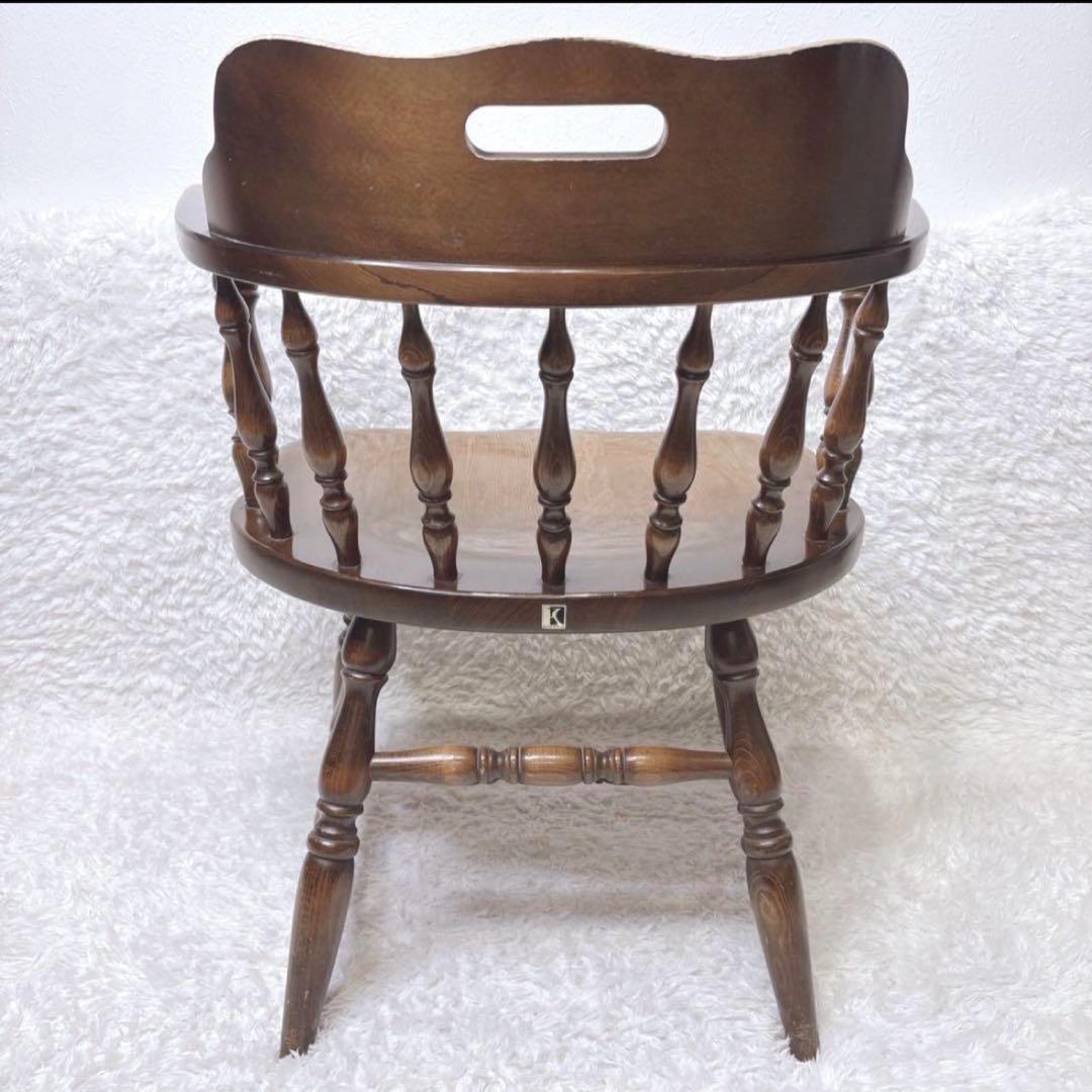 飛騨産業 ウィンザーチェア アーム ダイニングチェア レトロ キツツキマーク ③