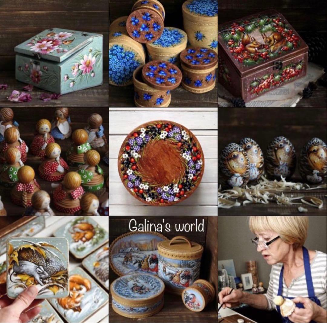 ロシア雑貨☆白樺べレスタ『スカーレット・ポピー』ラウンド収納boxマトリョーシカ