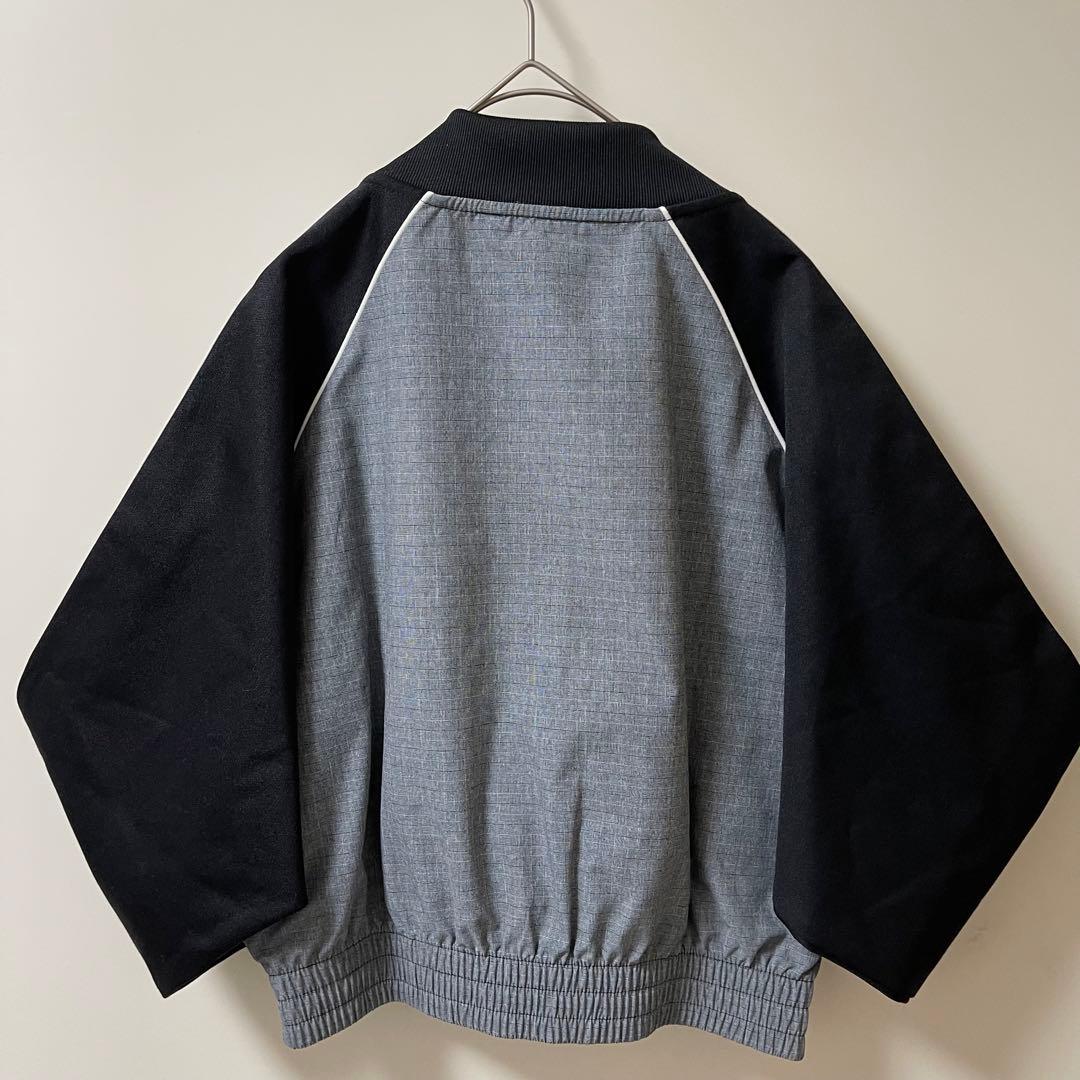 新品WL】アディダス刺繍トラックジャケット古着ジャージ　ライダース　グレー黒