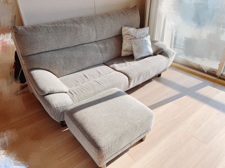 2.5人掛けソファー オカリナＲ　(ファブリックGY)とスツール