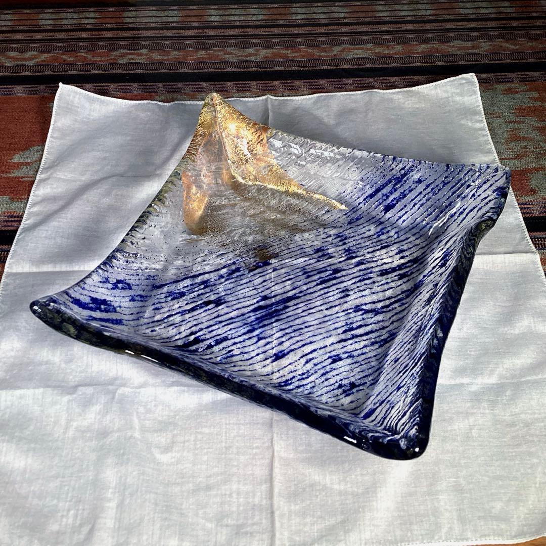WAKO 銀座和光　大皿　(深皿) 硝子　金箔(変色防止加工品)