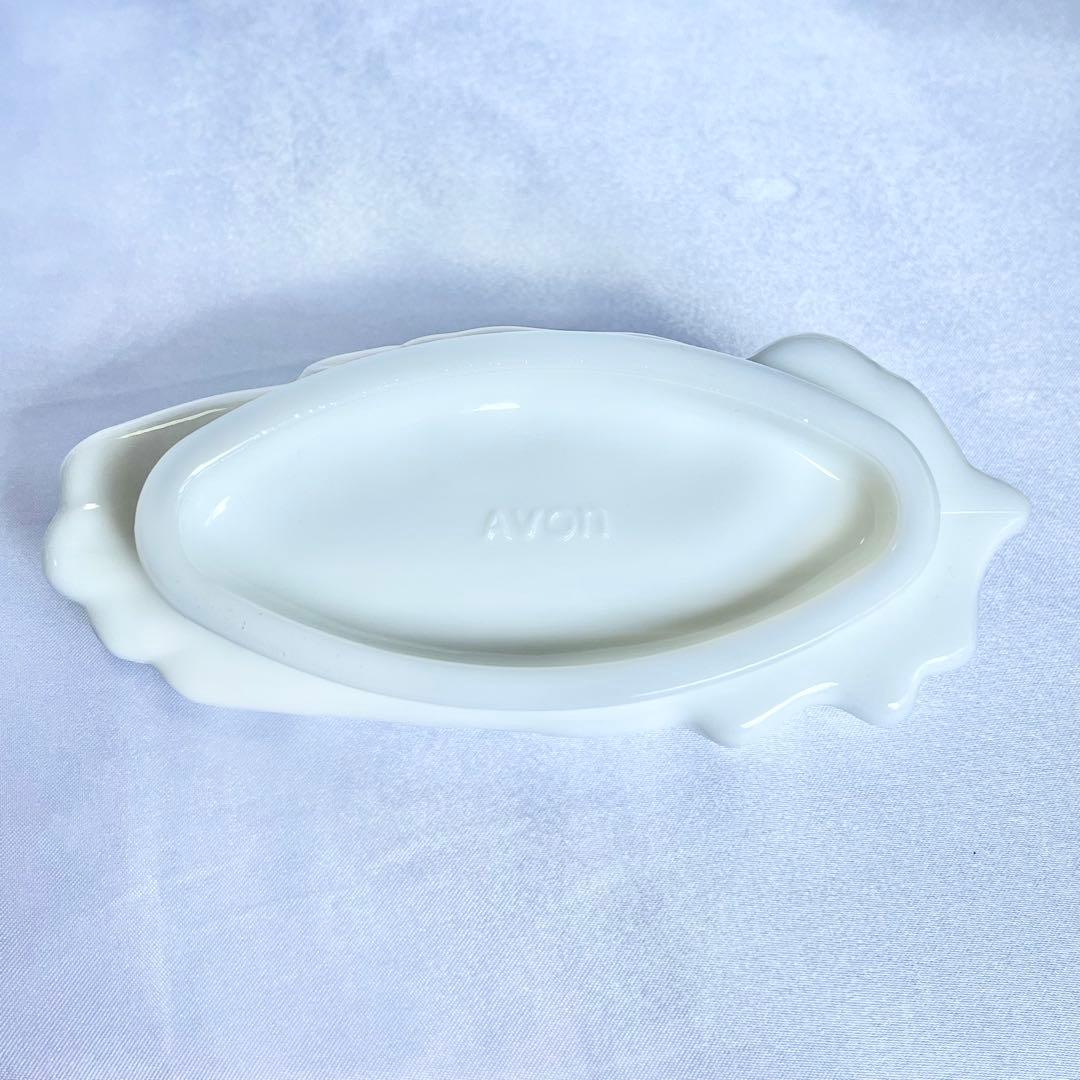 【美品】 【刻印有り】AVON ミルクガラス ハンドトレイ 片手 アンティーク