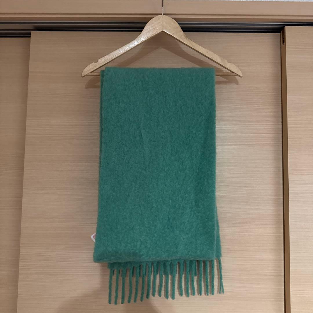 marni グリーン フリンジマフラー