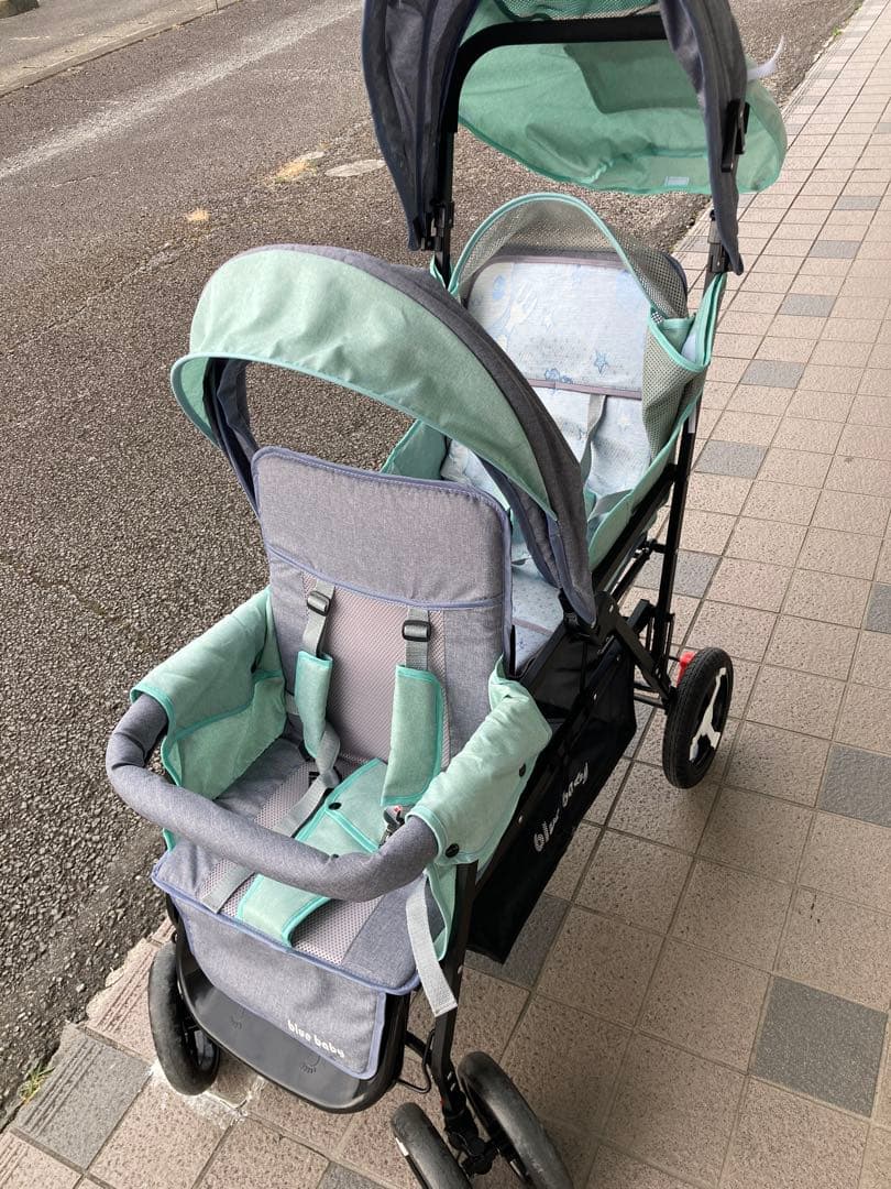 blue baby 二人乗りベビーカー グレー/ミント