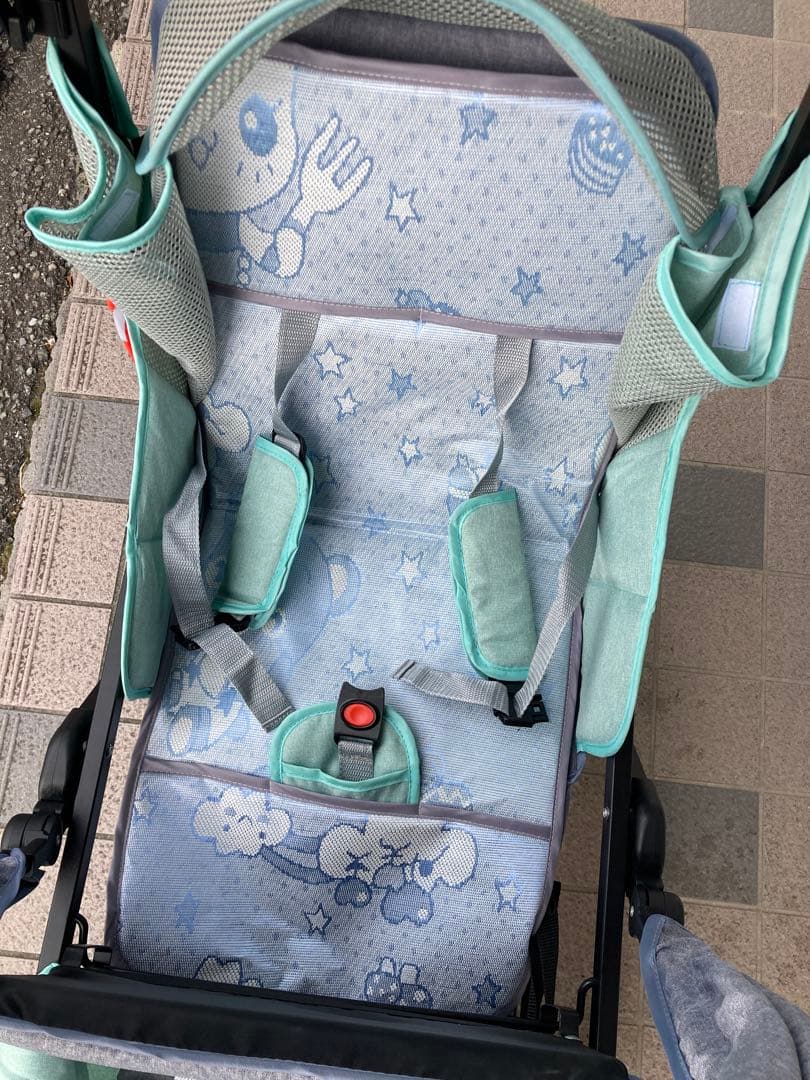 blue baby 二人乗りベビーカー グレー/ミント