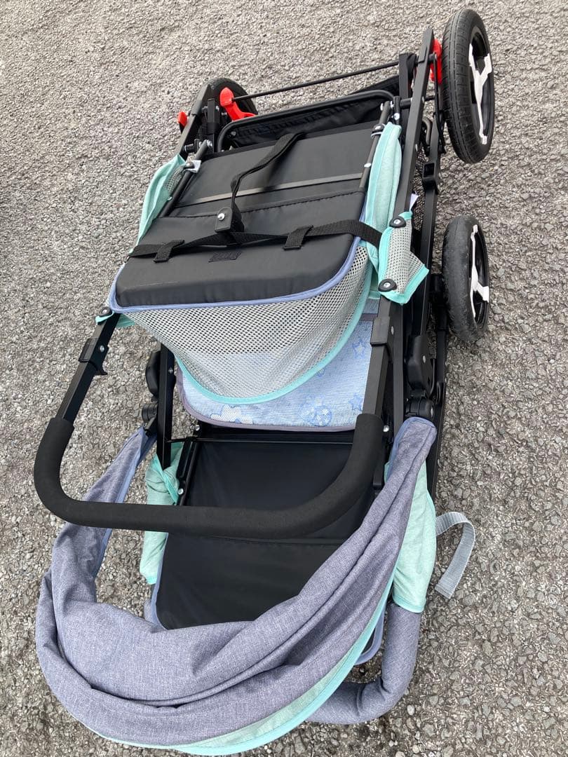 blue baby 二人乗りベビーカー グレー/ミント