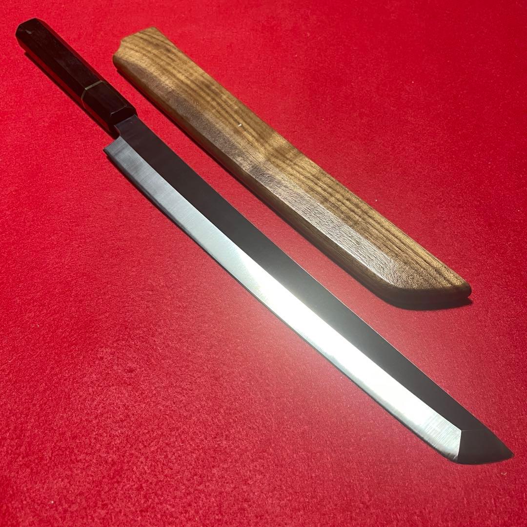 先丸柳刃　本焼　八角柄　反り