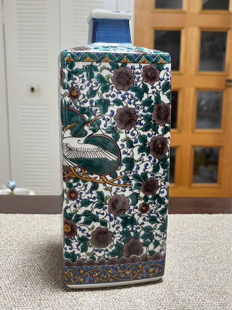 未使用 九谷焼 九谷 仙龍 花瓶 花鳥図 高さ約25ｃｍ