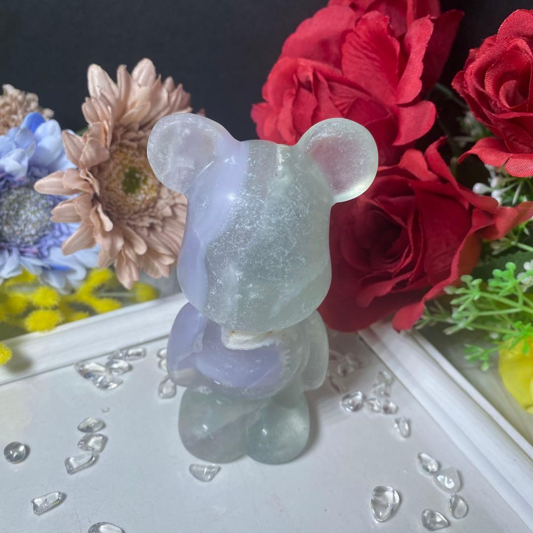 イットリウムフローライト くまさん カービング 彫物 置物