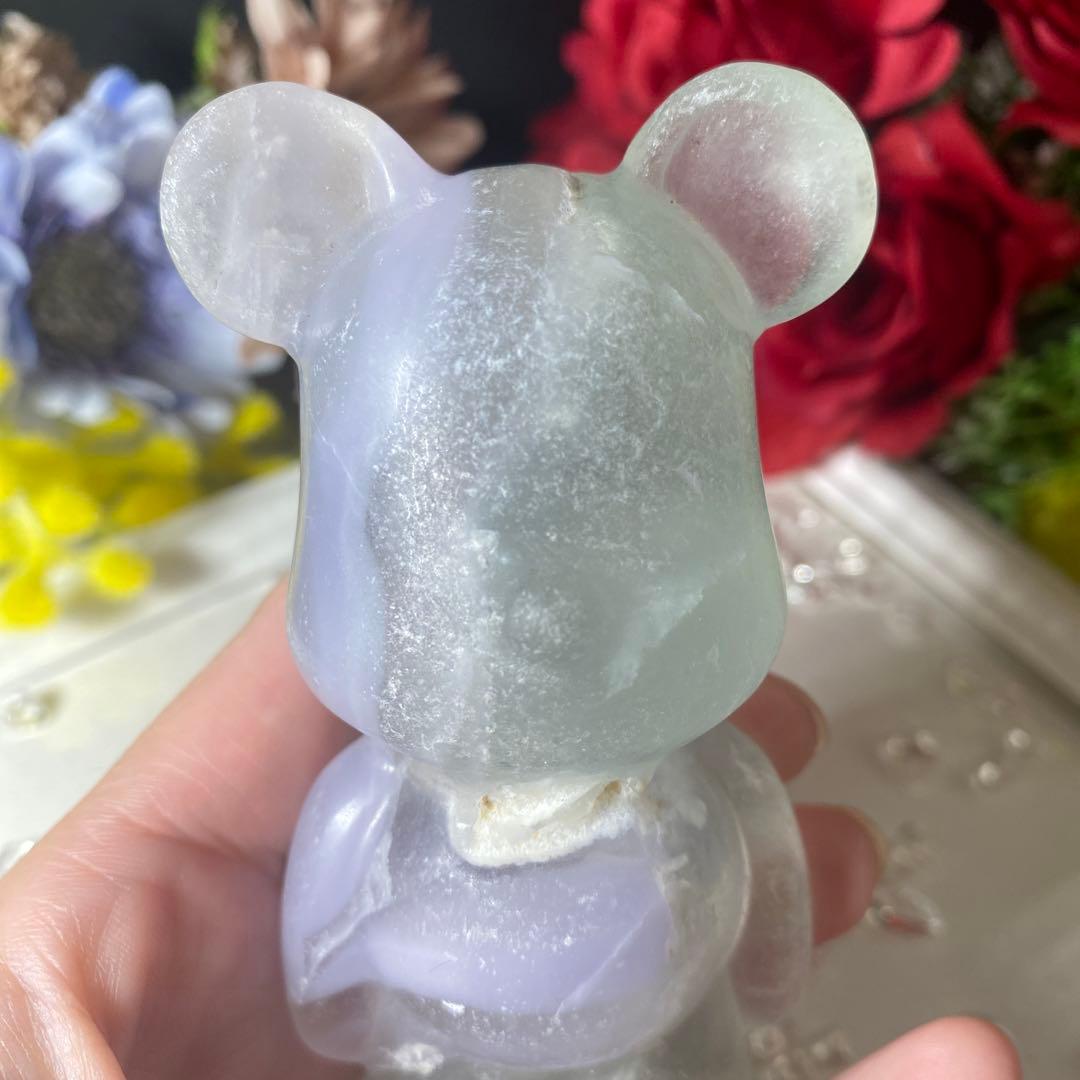 イットリウムフローライト くまさん カービング 彫物 置物