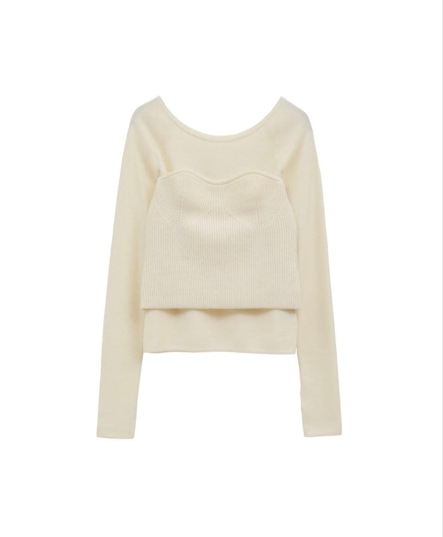 トップス CLANE CLANE BUSTIER SET KNIT TOPS White