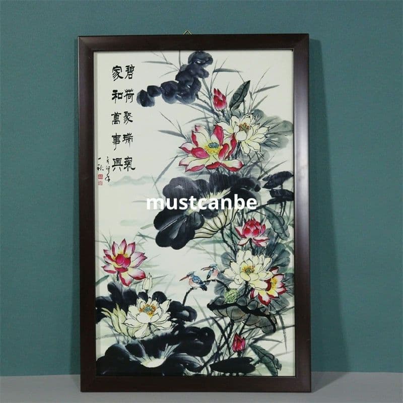 水墨画家と万事興 陶板画 リビング 玄関 茶室 書斎 装飾品 工芸品 置物